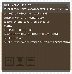 ABRASIVE CLOTH | ANSI B74.18_66261109225_PC451_P-C-451_PC451 TY1CL2_P-C-451 TY1CL2_5350-00-187-6279_00-187-6279_5350001876279_001876279