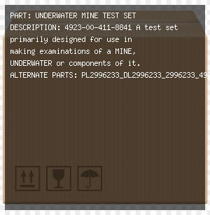 UNDERWATER MINE TEST SET | PL2996233_DL2996233_2996233_4923-00-411-8841_00-411-8841_4923004118841_004118841